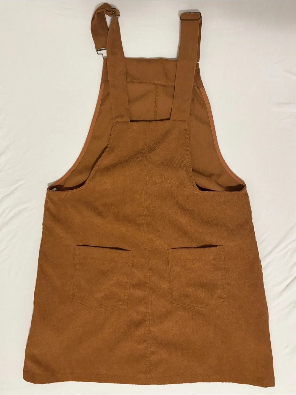 NWOT Brown Corduroy Pocket Front Overall Mini Dress Medium Shein